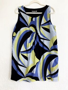 Mac & Jac Sleeveless Abstract Cotton Silk Blend Shift Dress Sz XL